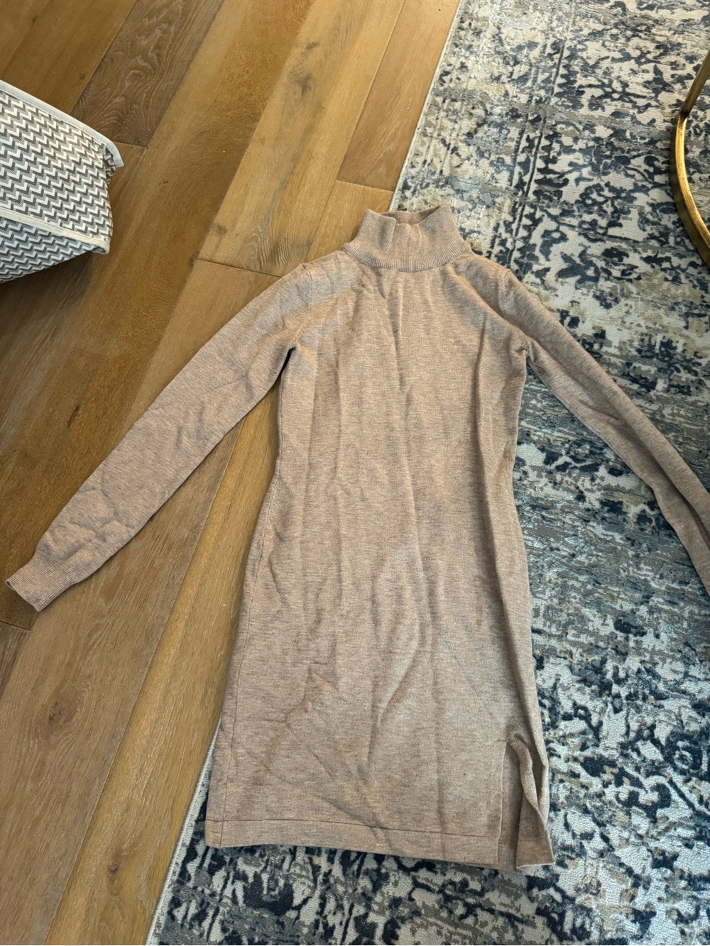 Women's Turtleneck Long Sleeve Knit Dress in Brown